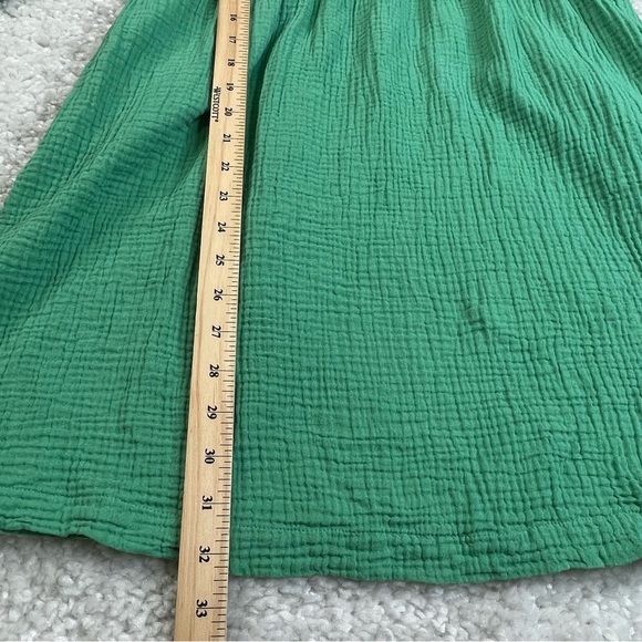 J Crew Women's Small Squareneck Soft Gauze Dress Green BG502 Smocked - Picture 10 of 11